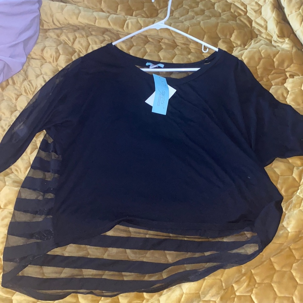 Black blouse with sheer back